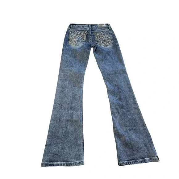 Fleur by Miss Me Easy Boot Fleur de Lis Bling Jeans Size 26/2 - Picture 4 of 9